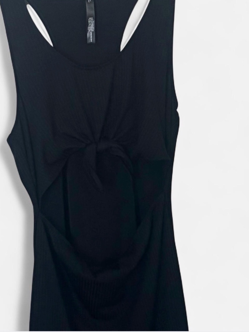 Victoria Sport Racerback Black Knot-Front Open Hole Dress